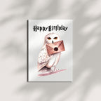 Hilarious Owl Birthday Greeting Card for Coworker, Family, or Friends – Cute Owl with Card and Envelope – "Happy Birthday" – Made in USA – Fun Greeting Card