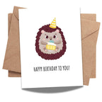 Cute Hedgehog Birthday Card Adorable Animal Greeting for Men, Women, Kids, Friends, Coworkers – Handmade in USA