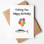 Fishing You a Happy Birthday – Funny Birthday Card for Men, Dad, Grandpa, Husband, Best Friend, Him – Unique Fisherman Gift, Humor Greeting Card
