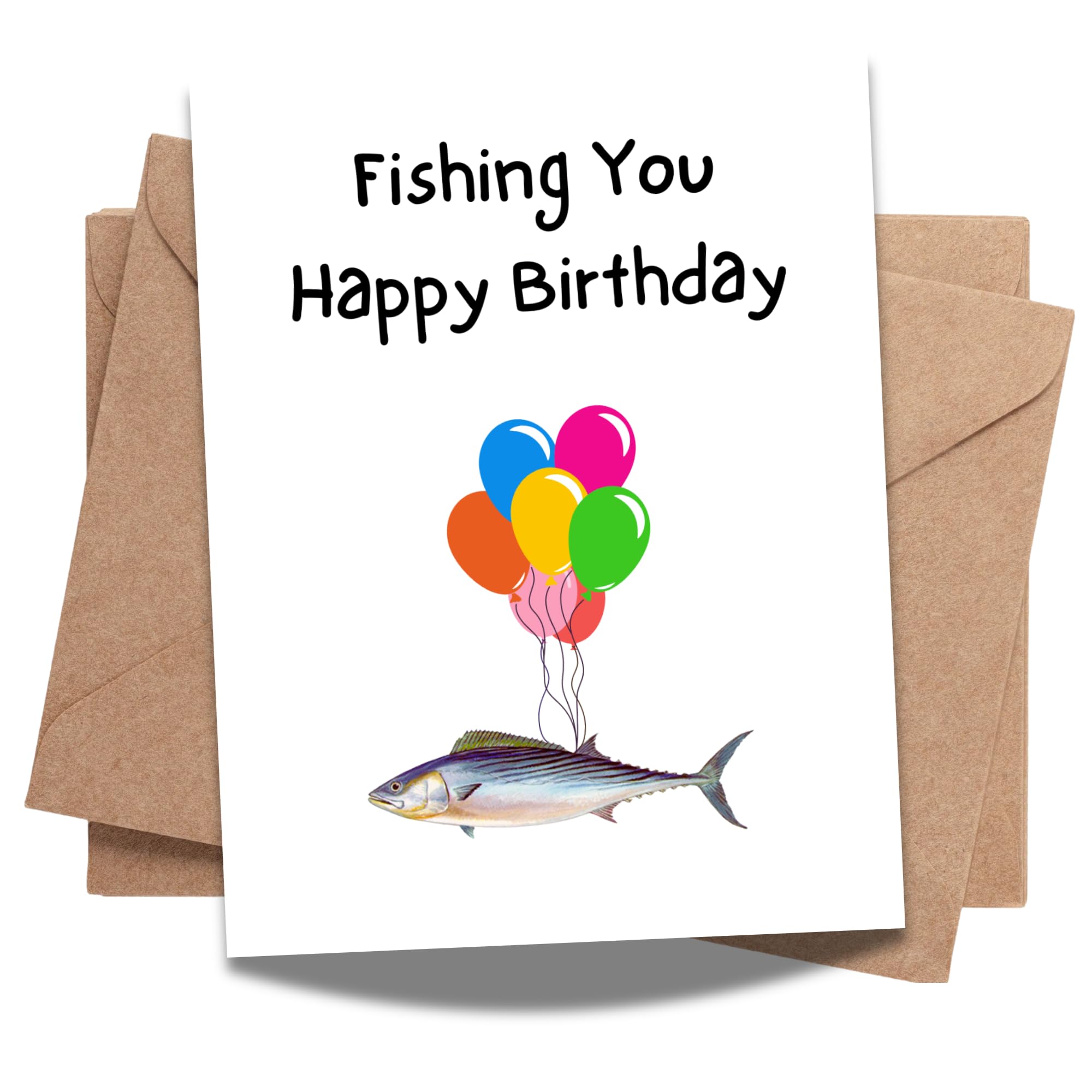 Fishing You a Happy Birthday – Funny Birthday Card for Men, Dad, Grandpa, Husband, Best Friend, Him – Unique Fisherman Gift, Humor Greeting Card