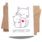 Cute Mother’s Day Card Cat & Kitten Illustration Adorable Heartwarming Design Premium Quality Blank Inside Made in USA