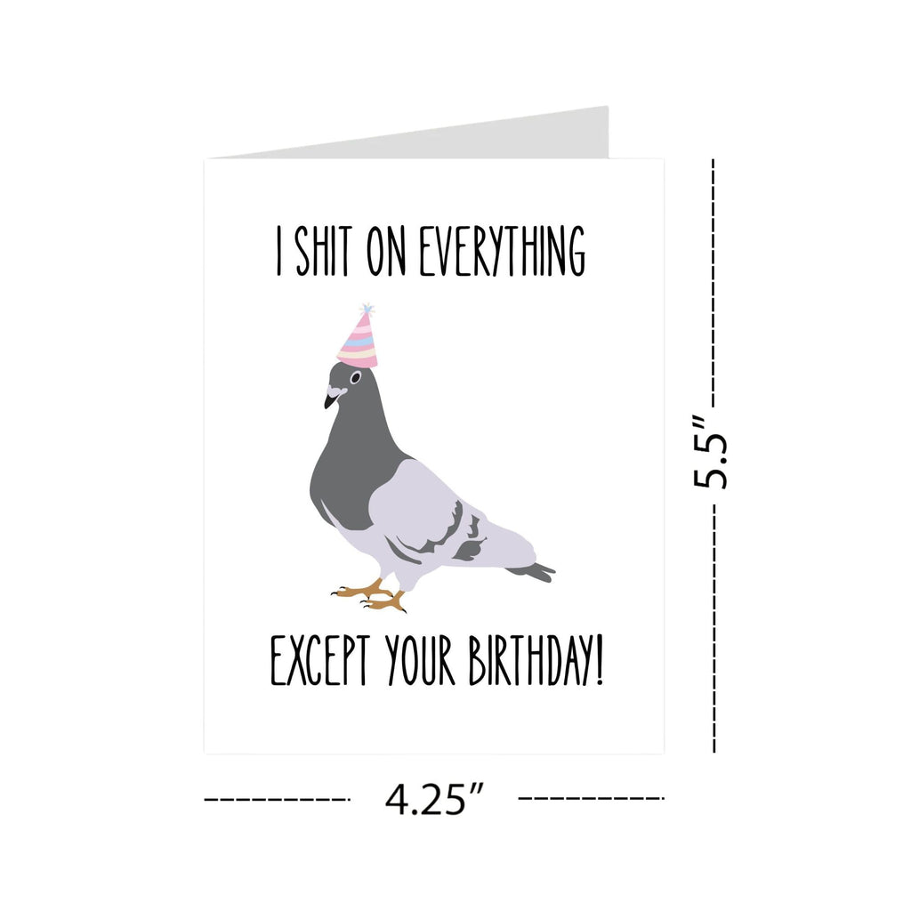 Funny Pigeon Birthday Card Hilarious Bird Illustration with Party Hat – Sarcastic Birthday Greeting for Men, Women, Friends & Coworkers – Handmade USA