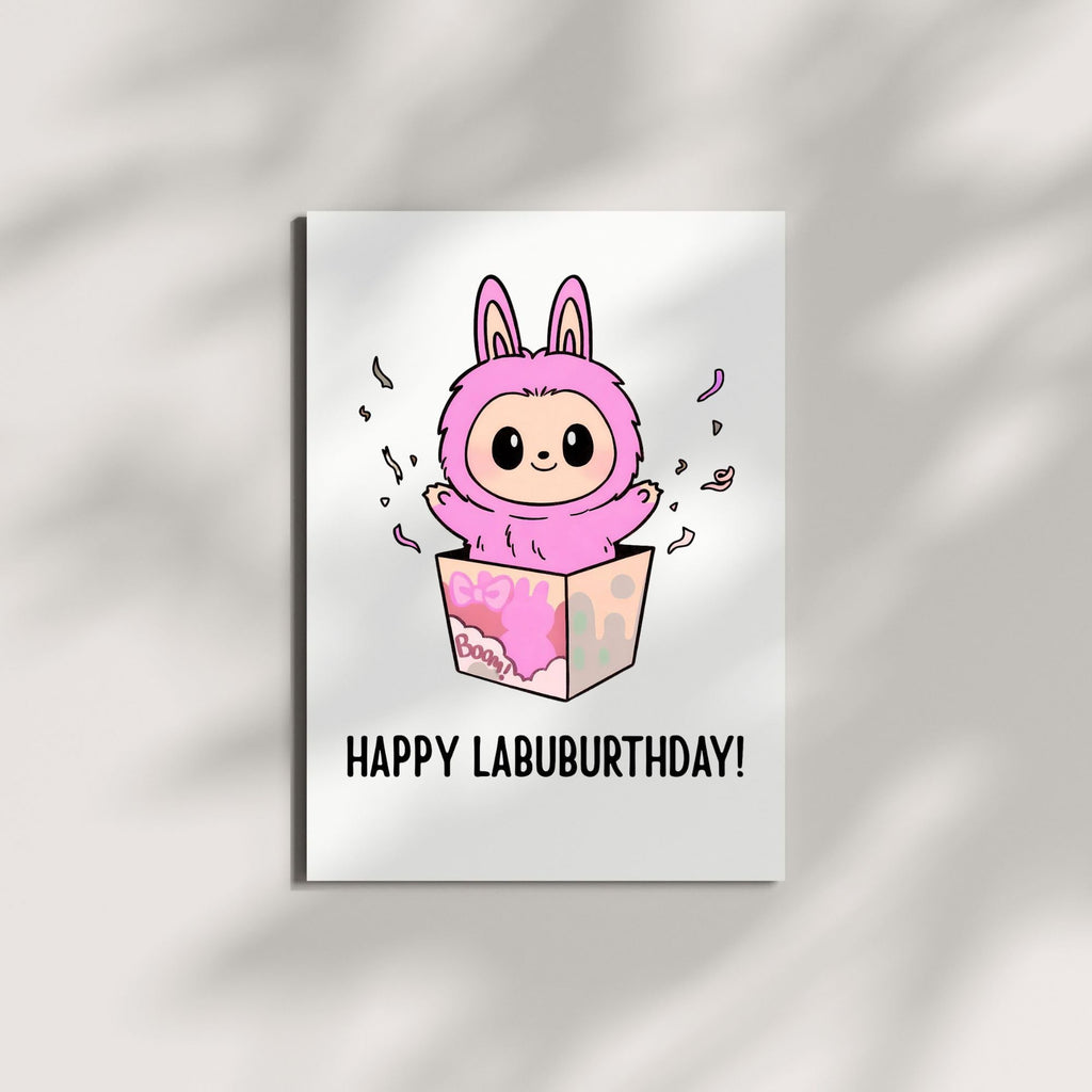 Birthday Card Compatible with Labubu Birthday Theme, Handmade Anime-Inspired Greeting Card for Men, Women, Kids, Friends, Collectors, Unique Gift