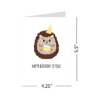 Cute Hedgehog Birthday Card Adorable Animal Greeting for Men, Women, Kids, Friends, Coworkers – Handmade in USA