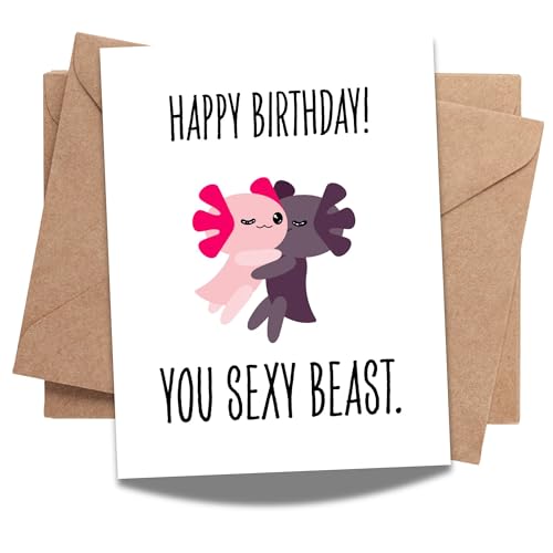 Funny Sexy Birthday Card – Flirty Card for Boyfriend, Girlfriend, Husband, Wife – Valentine’s or Anniversary – Happy Birthday You Sexy Beast – USA Made