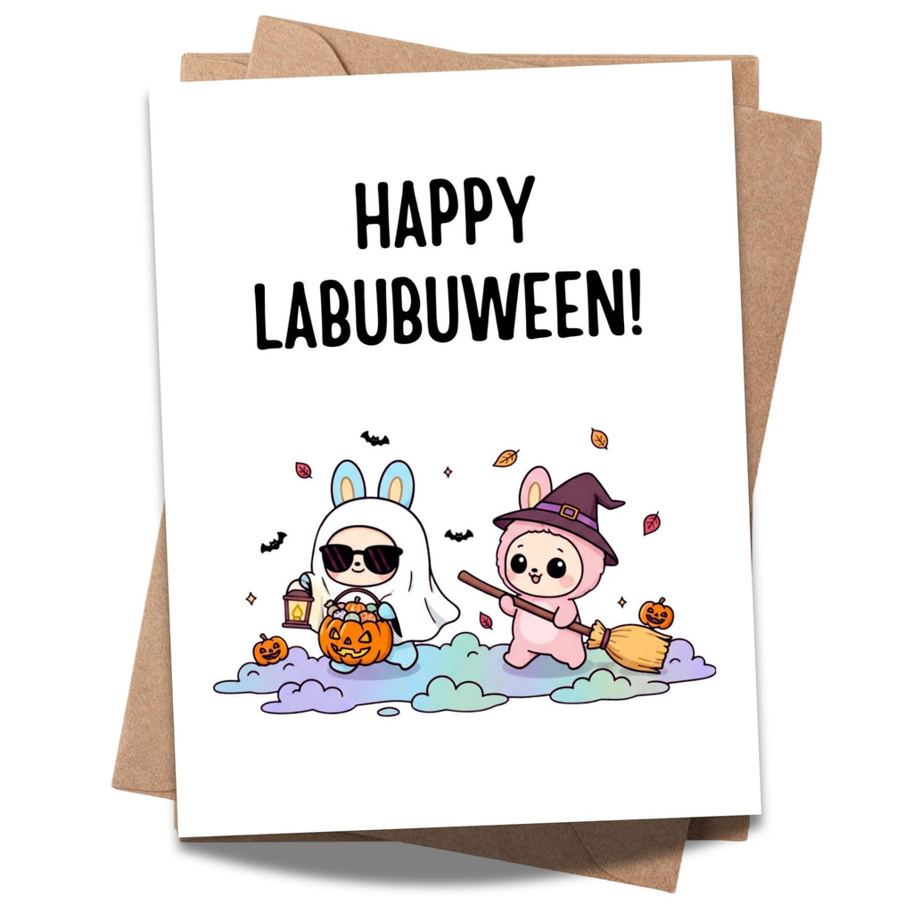 Cute Halloween Card Compatible with Labubu Halloween Theme Handmade Gift Collectible-Inspired Halloween Greeting Card for Men Women Kids Friends