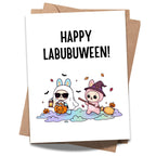 Cute Halloween Card Compatible with Labubu Halloween Theme Handmade Gift Collectible-Inspired Halloween Greeting Card for Men Women Kids Friends