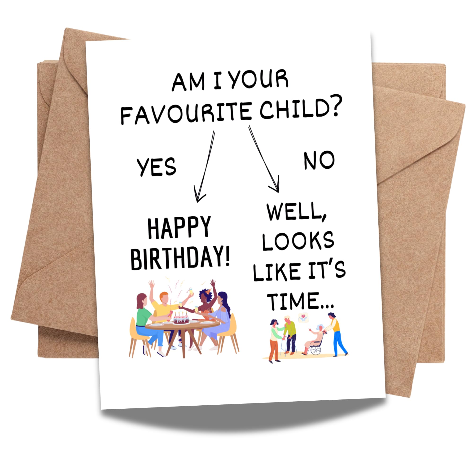 Funny Birthday Card Am I Your Favourite Child Hilarious Greeting for Men, Women, Family, Siblings, Parents Handmade in USA