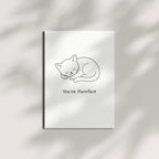 You’re Purrfect Greeting Card – Minimalist Cat Line Art Card with Envelope – Cute Love Card for Cat Lovers, Anniversaries, Just Because – Blank Inside