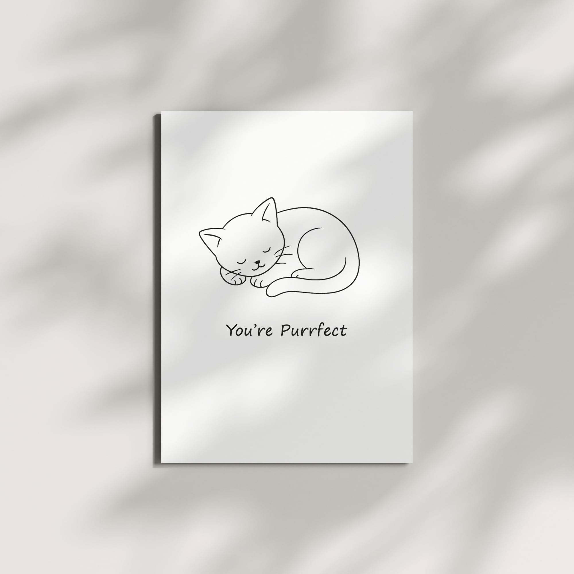 You’re Purrfect Greeting Card – Minimalist Cat Line Art Card with Envelope – Cute Love Card for Cat Lovers, Anniversaries, Just Because – Blank Inside