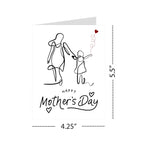 Mother’s Day Greeting Card – Minimalist Line Art of Mom and Child with Heart Balloon – 4.25x5.5 inch – Blank Inside – Elegant Card to Celebrate Mom