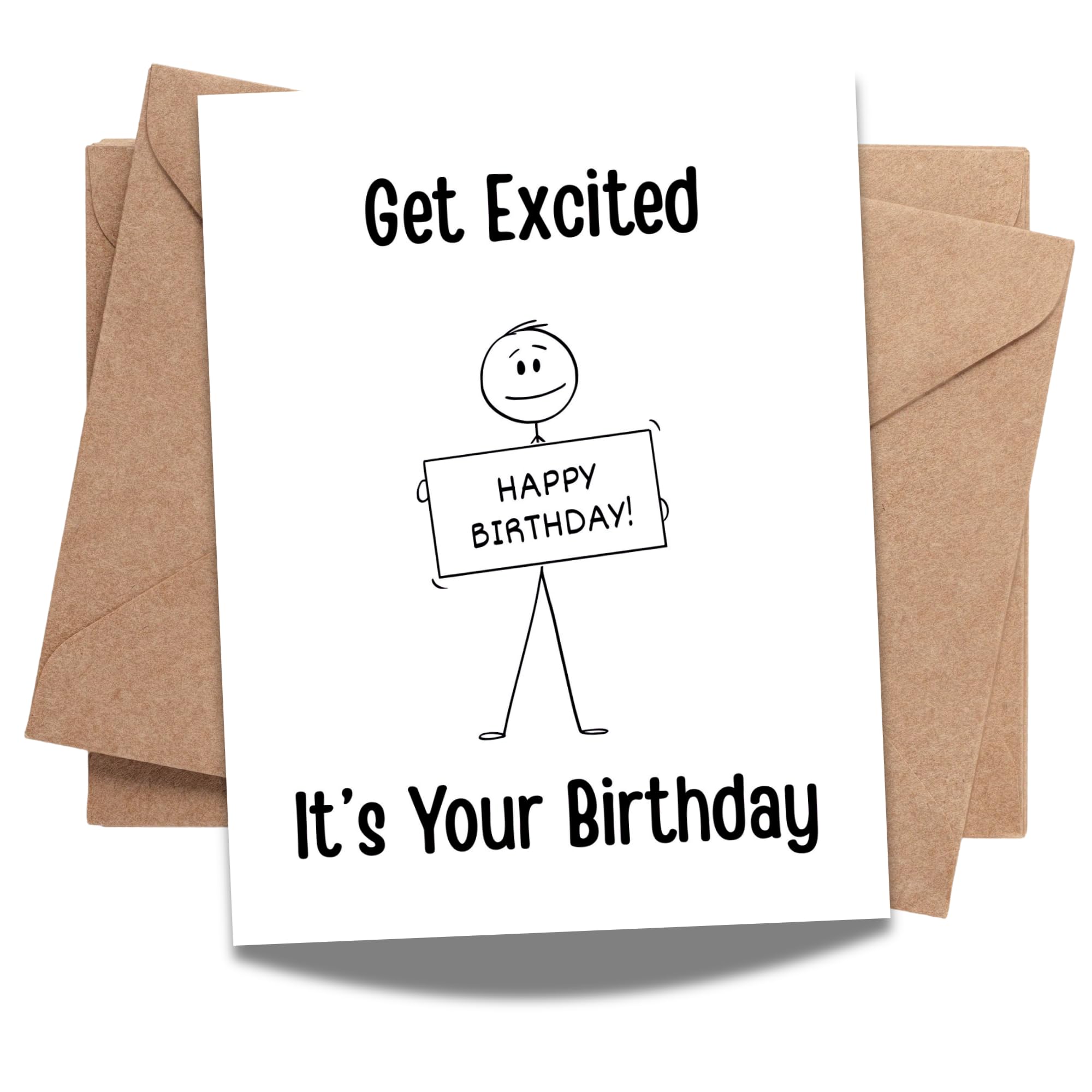 Hilarious Stick Man Birthday Card for Men, Women & Kids – Funny Greeting for Siblings, Friends & Coworkers Cool Handmade Birthday Card Gift USA