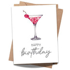 Happy Birthday Cocktail Theme Card Funny Celebration Greeting for Women Men Friends Coworkers Handmade in USA