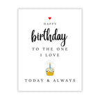 Happy Birthday to the One I Love Romantic Birthday Card for Wife Husband Girlfriend Boyfriend Partner Sweet Love Greeting Keepsake Handmade in USA