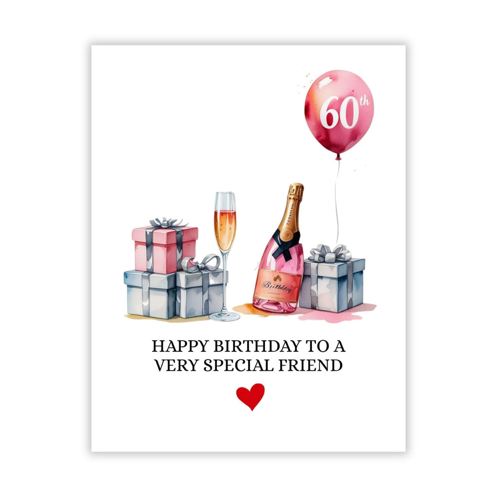 60th Birthday Card Watercolor Gift Illustration Milestone Greeting for Men, Women, Friends, Family, Coworkers – Handmade in USA