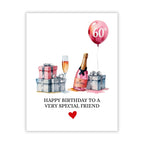 60th Birthday Card Watercolor Gift Illustration Milestone Greeting for Men, Women, Friends, Family, Coworkers – Handmade in USA