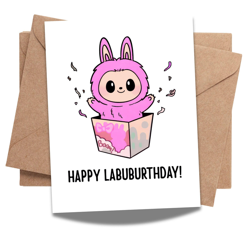 Birthday Card Compatible with Labubu Birthday Theme, Handmade Anime-Inspired Greeting Card for Men, Women, Kids, Friends, Collectors, Unique Gift