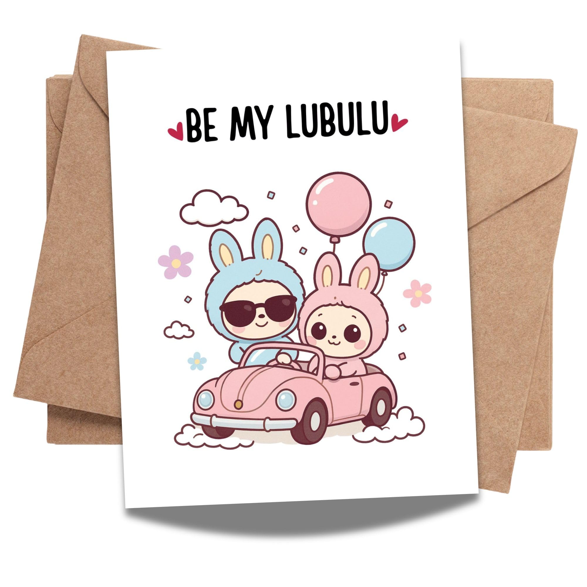 Cute Valentine Card Compatible with Labubu Valentine Theme Handmade Romantic Greeting Card for Husband Wife Boyfriend Girlfriend Couple Gift