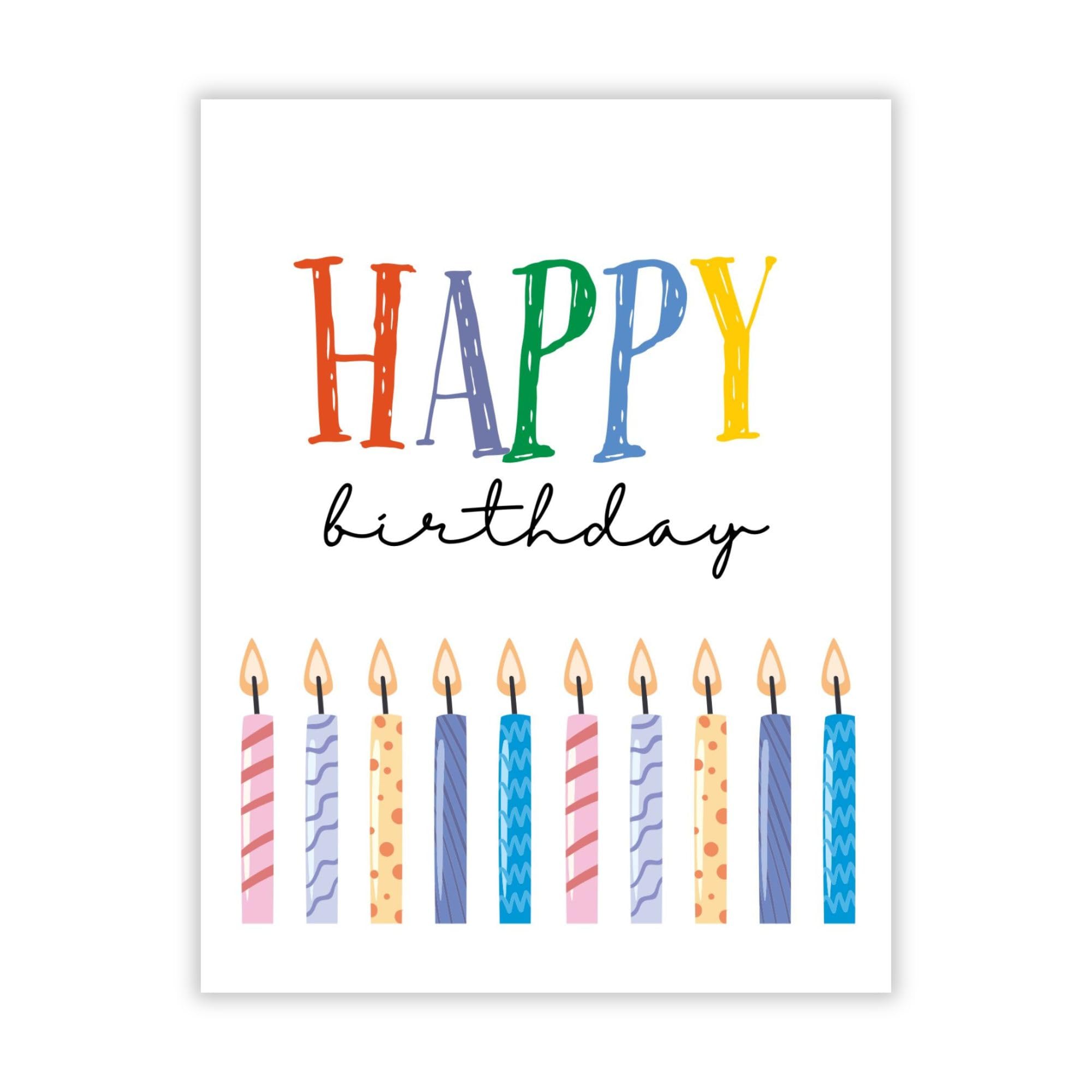 Happy Birthday Card with Blown Candles Illustration – Fun Birthday Greeting for Men, Women, Kids, Friends & Coworkers – Cool Handmade Card Gift USA
