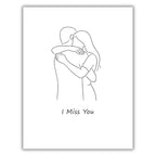 I Miss You Greeting Card – Minimalist Line Art Love Card with Envelope – Romantic Gift for Long-Distance, Anniversary, or Just Because – Blank Inside