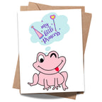 My Little Princess Frog Card – Cute Pink Frog Winking with Magic Thought Bubble – Funny Girl Birthday or Baby Card – 4.25x5.5" Whimsical Greeting