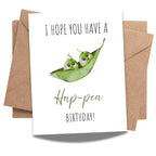 Funny Pea Pun Birthday Card – I Hope You Have a Hap-pea Birthday – Cute Greeting for Kids, Friends, Men, Women – Wholesome Humor – USA Handmade