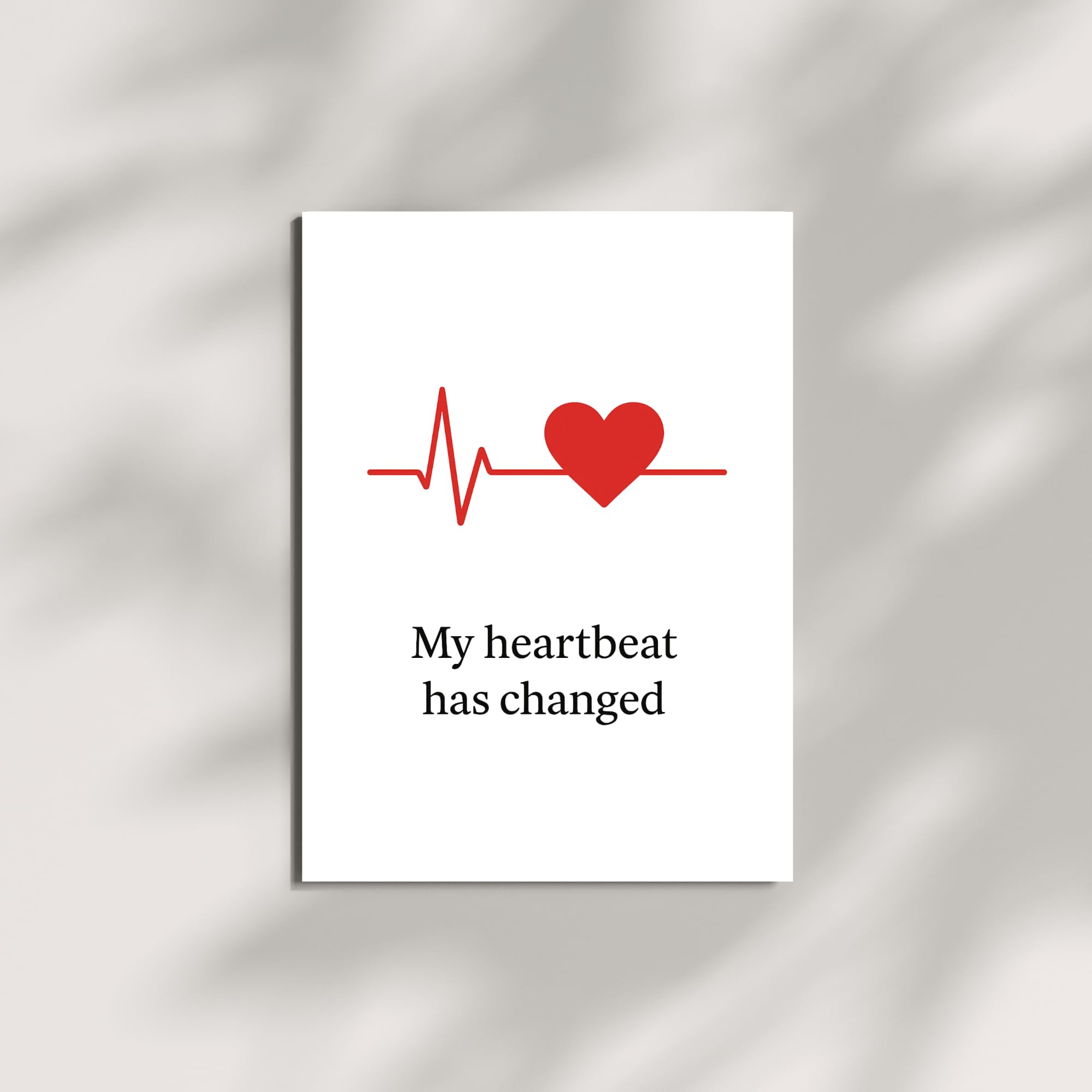 My Heartbeat Has Changed Minimalist Love Card – Heart & Pulse Line Design – Romantic Blank Greeting Card – 4.25x5.5 inch for Him or Her