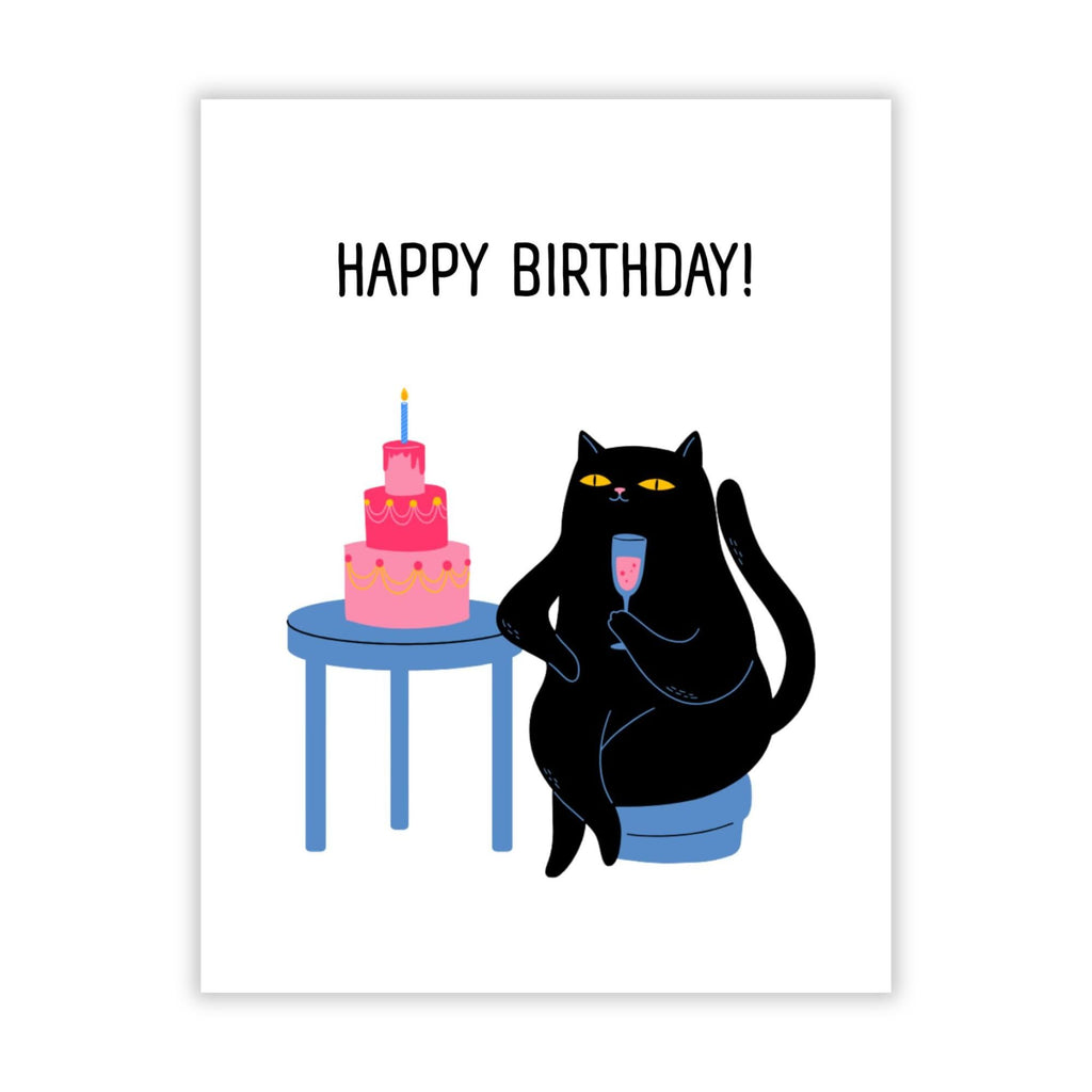 Funny Birthday Card with Cat Celebration for Women, Men, Kids, Friends, Coworkers – Cute Cat Party Greeting Card Handmade in USA