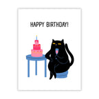Funny Birthday Card with Cat Celebration for Women, Men, Kids, Friends, Coworkers – Cute Cat Party Greeting Card Handmade in USA