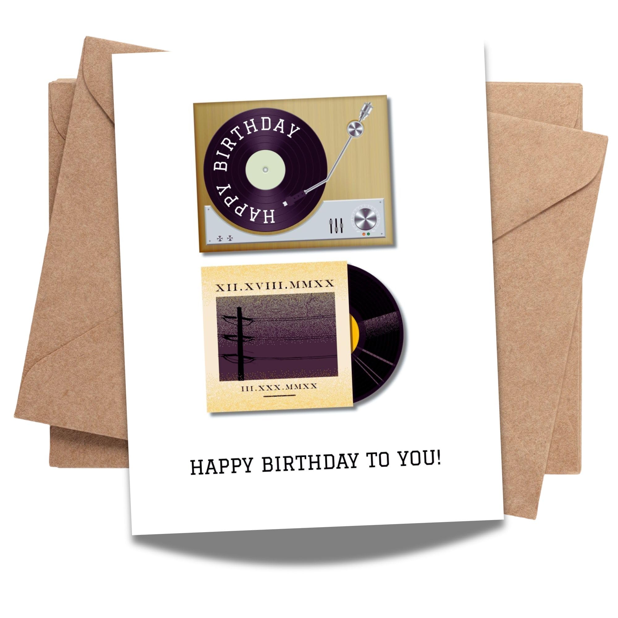 Record Birthday 90s Card Retro Music-Inspired Greeting for Men, Women, Friends, Coworkers Handmade in USA