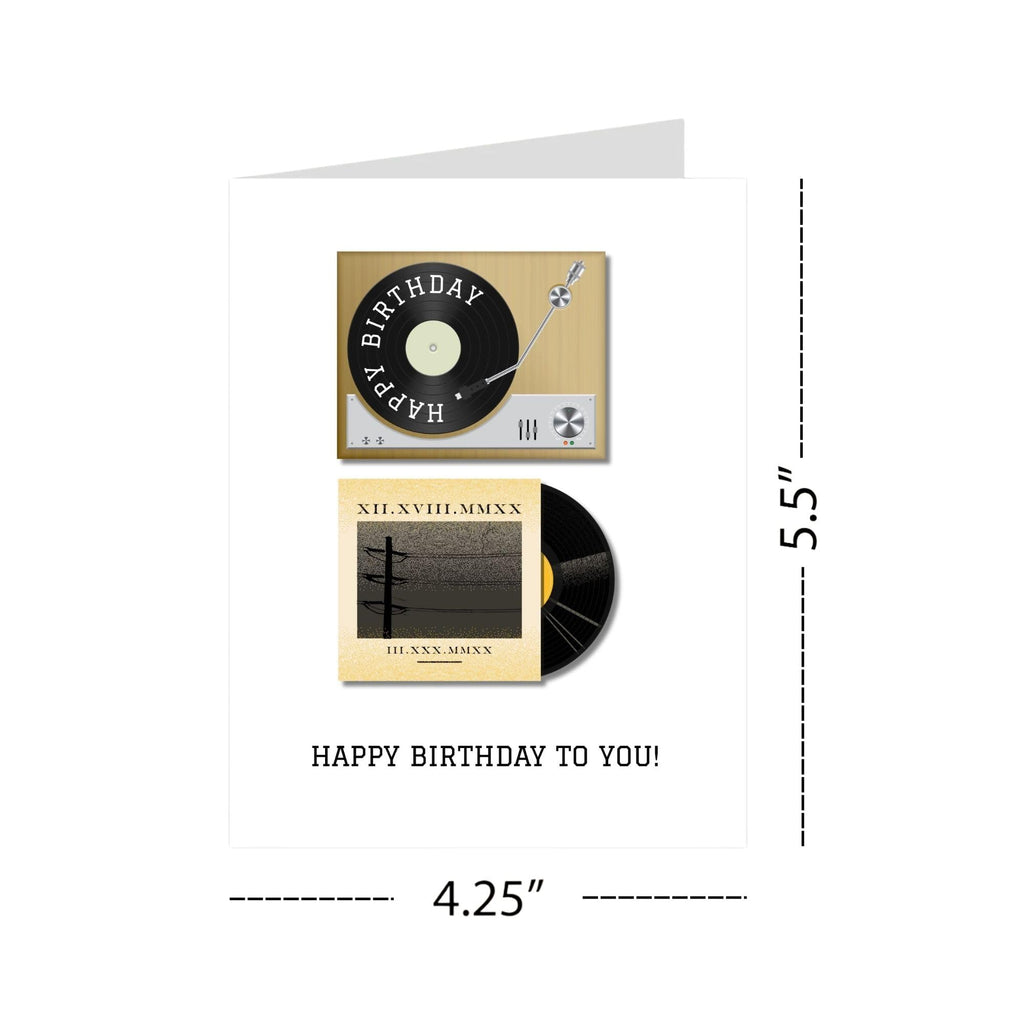Record Birthday 90s Card Retro Music-Inspired Greeting for Men, Women, Friends, Coworkers Handmade in USA