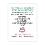 Funny Birthday Card I’m Not Late I’m Sensitive Hilarious Greeting for Men, Women, Kids, Friends, Coworkers – Handmade in USA