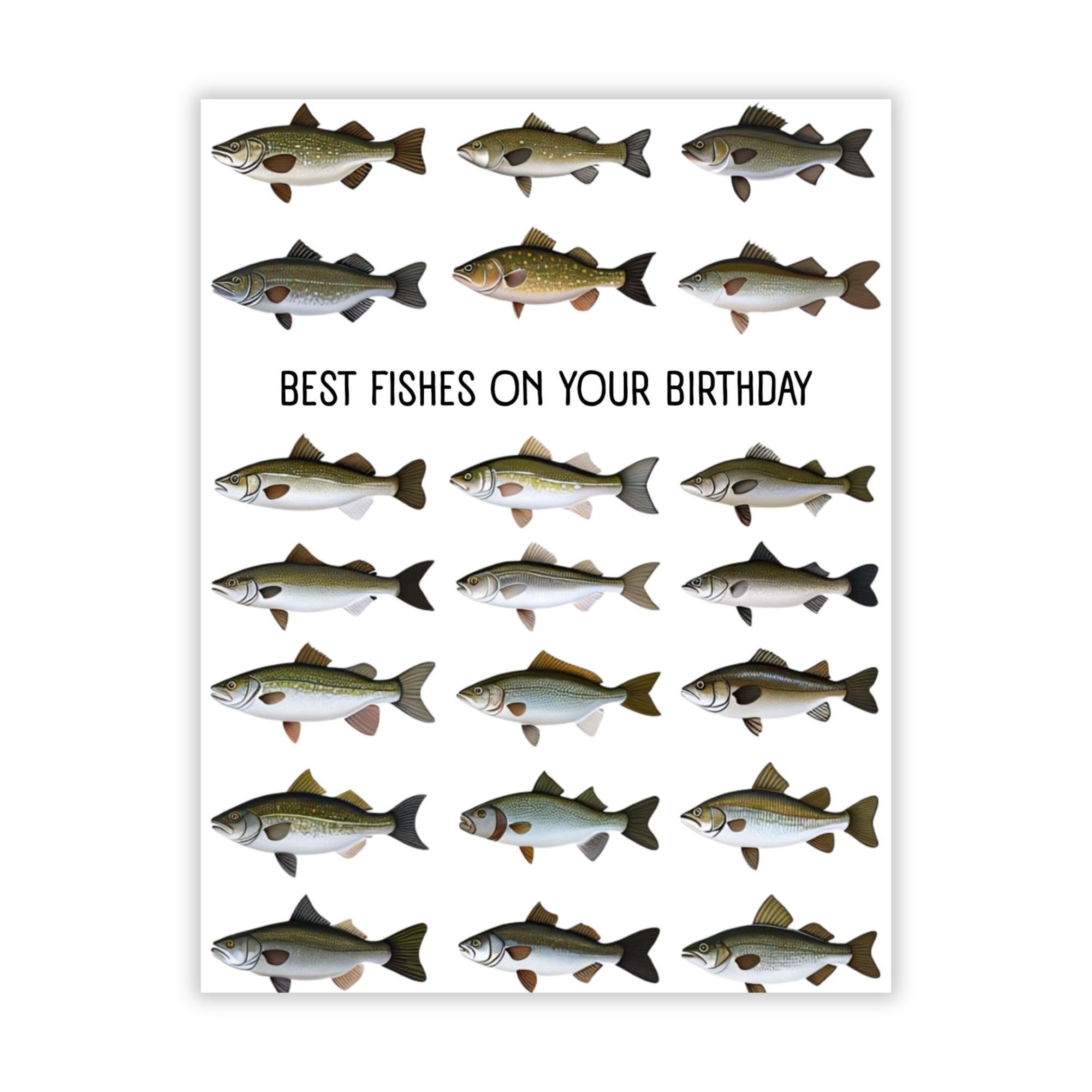 Best Fishes on Your Birthday Greeting Card – Ocean-Themed Funny Birthday Card for Men, Women, Kids – Cute Fish Pun Card – Made in USA