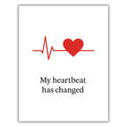My Heartbeat Has Changed Minimalist Love Card – Heart & Pulse Line Design – Romantic Blank Greeting Card – 4.25x5.5 inch for Him or Her