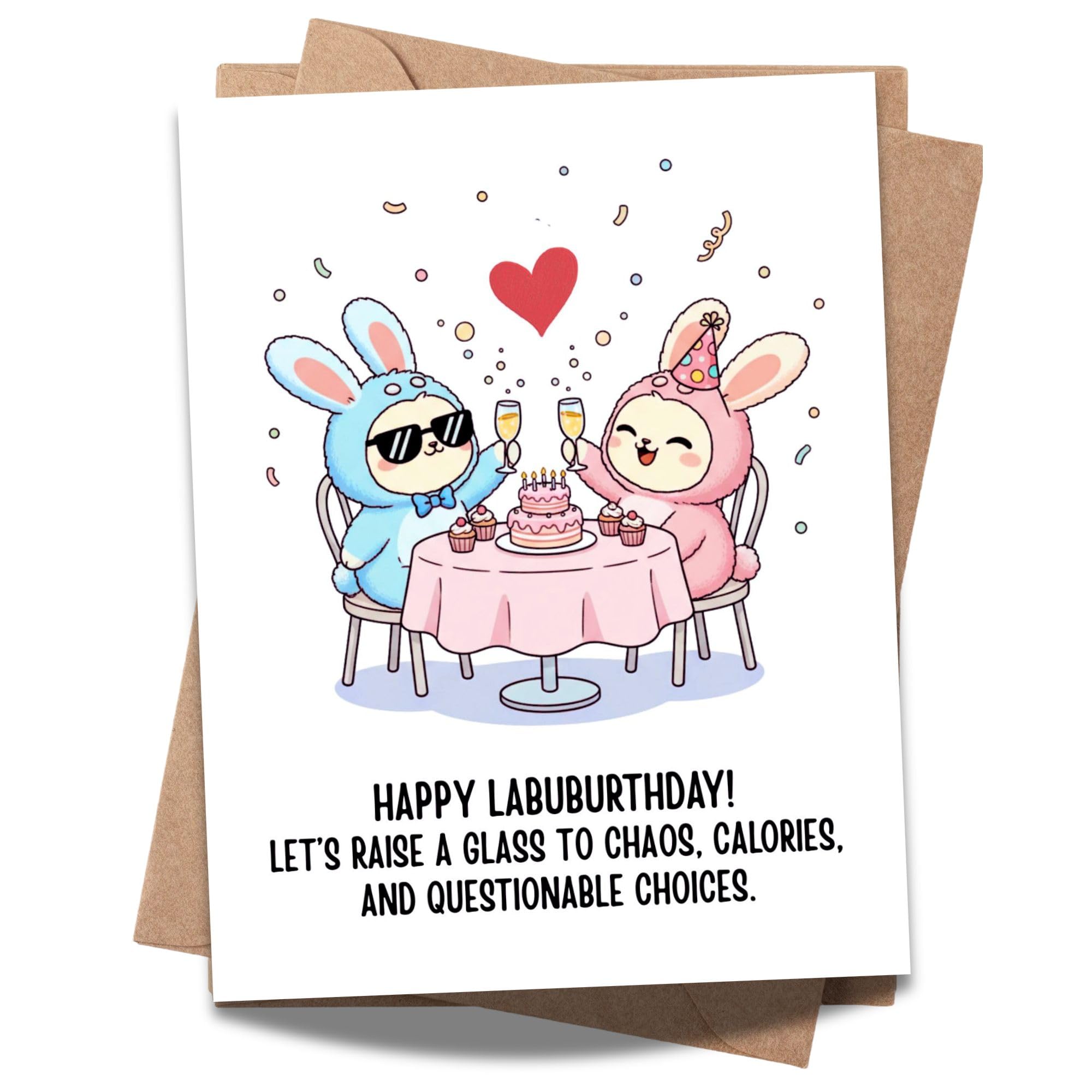 Cute Birthday Party Card Compatible with Labubu Birthday Theme Handmade Collectible-Inspired Greeting Card for Men Women Kids Friends Unique Gift