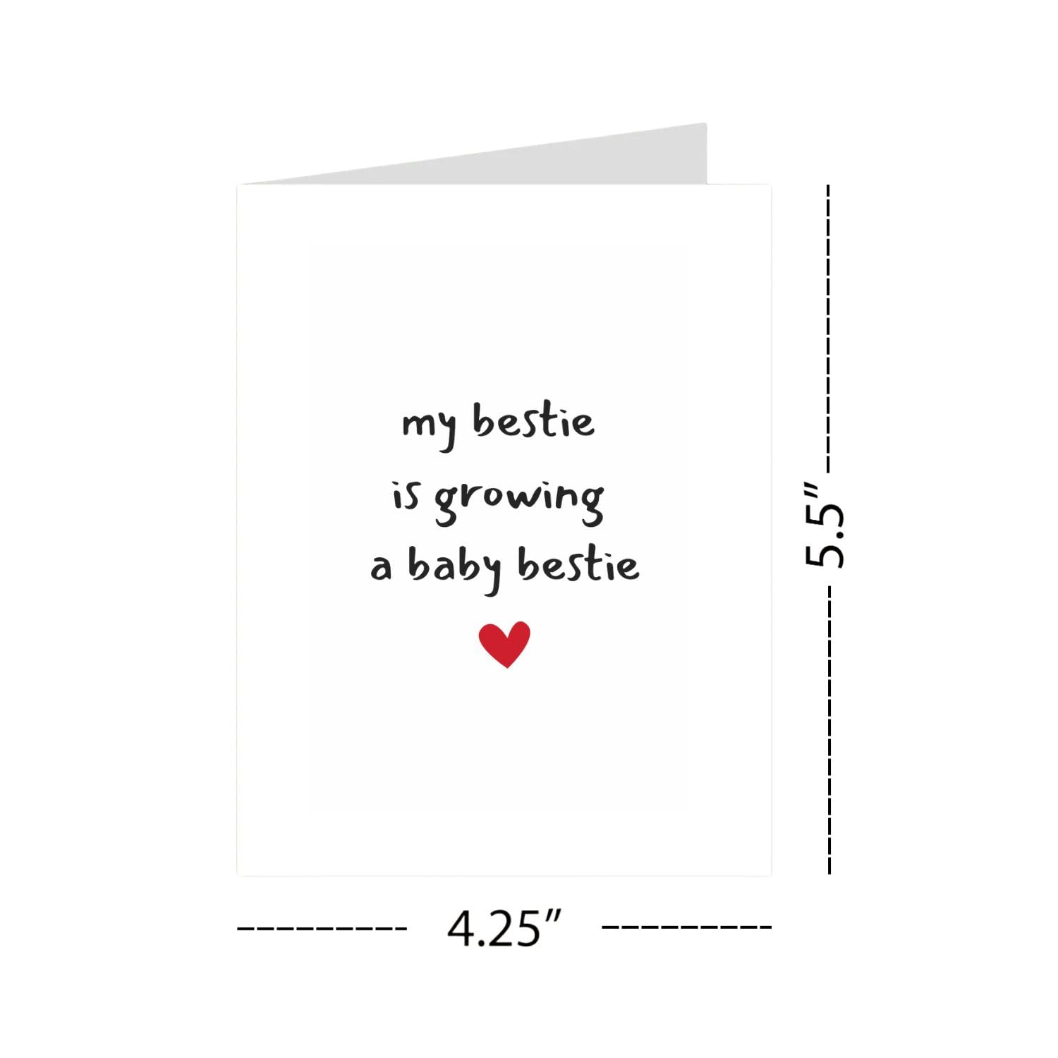 My Bestie Is Growing a Baby Bestie – Cute New Baby Card for Best Friend | Funny Bestie Pregnancy Announcement | Baby Shower Card for Bestie | Best Friend Mom-to-Be Gift