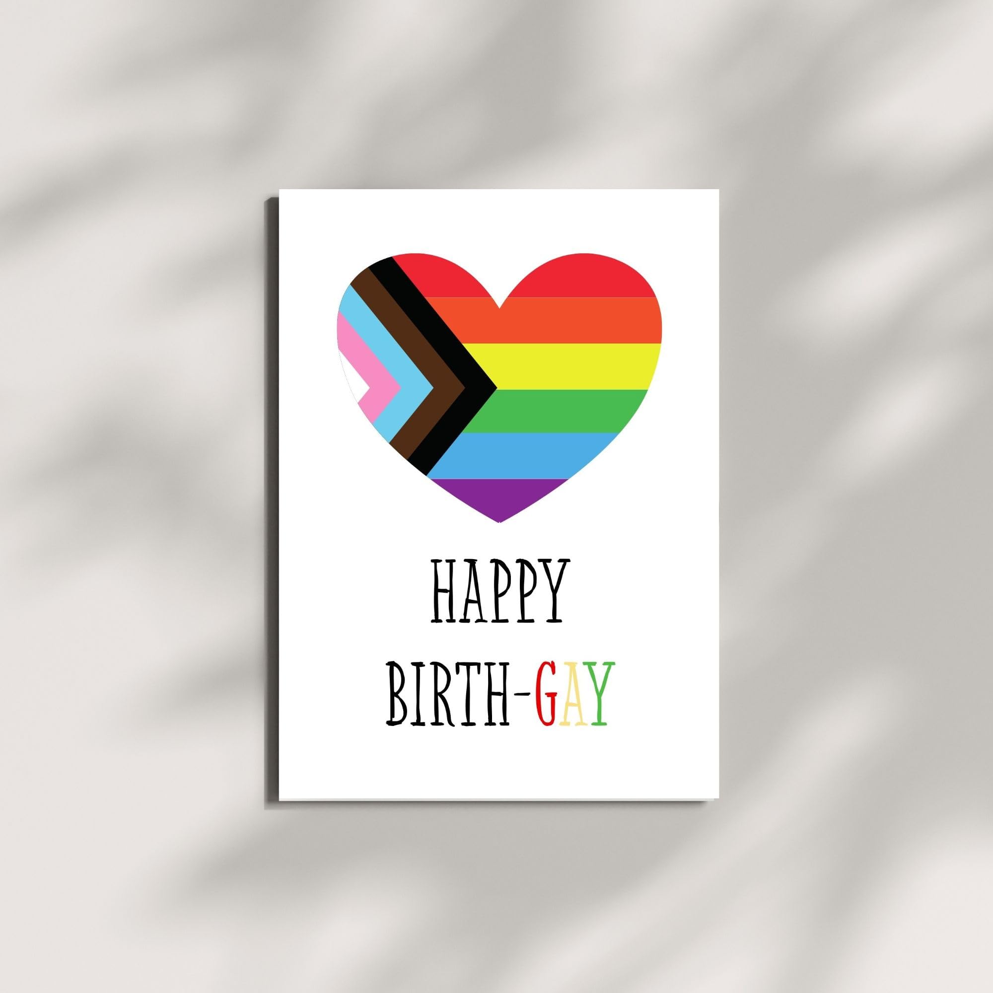 Happy Birth-Gay LGBTQ+ Greeting Card with Rainbow Heart – Funny Birthday Card for Gay Friend, Boyfriend, Husband, LGBTQ Couple – Made in USA