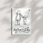 Mother’s Day Greeting Card – Minimalist Line Art of Mom and Child with Heart Balloon – 4.25x5.5 inch – Blank Inside – Elegant Card to Celebrate Mom