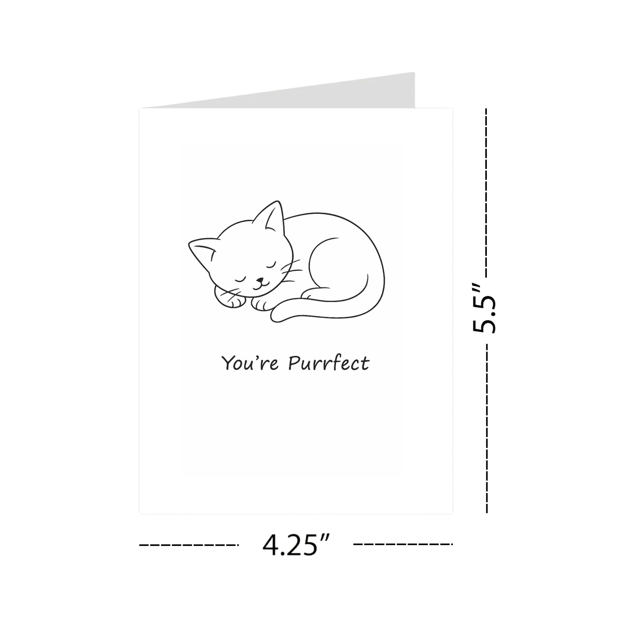 You’re Purrfect Greeting Card – Minimalist Cat Line Art Card with Envelope – Cute Love Card for Cat Lovers, Anniversaries, Just Because – Blank Inside