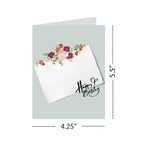 Minimalist Floral Happy Birthday Card – Elegant Textured Paper Look – Blank Inside – Classy Birthday Greeting for Her, Mom, Friend, or Coworker