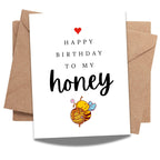 Happy Birthday to My Honey Romantic Birthday Card for Wife Husband Girlfriend Boyfriend Partner Sweet Greeting Card Love Note Keepsake Handmade in USA