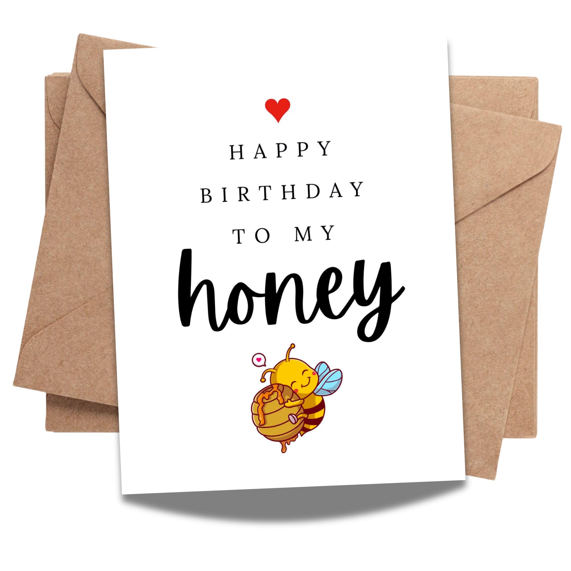 Happy Birthday to My Honey Romantic Birthday Card for Wife Husband Girlfriend Boyfriend Partner Sweet Greeting Card Love Note Keepsake Handmade in USA