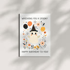 Funny Birthday Card Wishing You a Spooky Happy Birthday Cute Ghost Greeting for Men, Women, Kids, Friends, Coworkers Handmade in USA