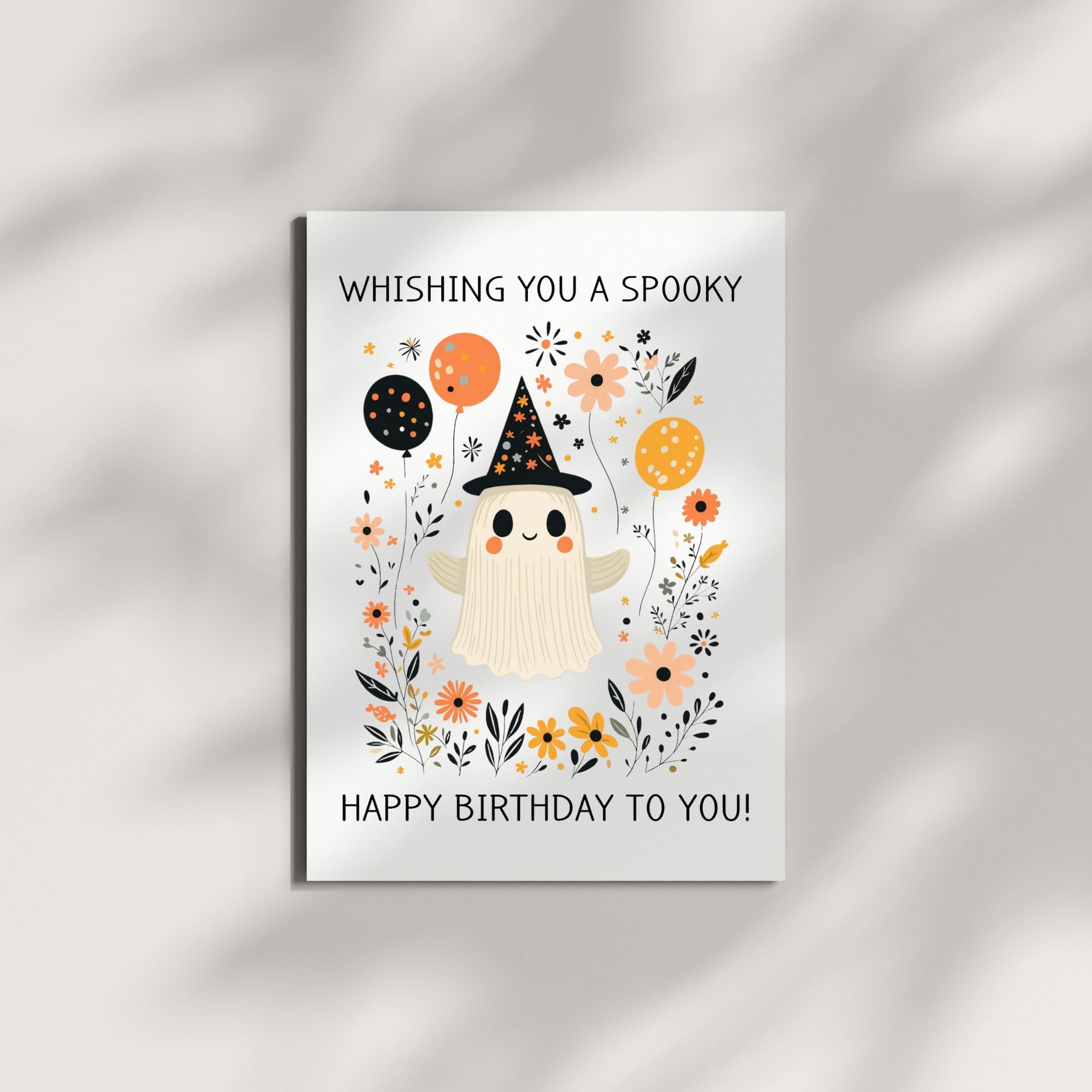 Funny Birthday Card Wishing You a Spooky Happy Birthday Cute Ghost Greeting for Men, Women, Kids, Friends, Coworkers Handmade in USA