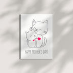 Cute Mother’s Day Card Cat & Kitten Illustration Adorable Heartwarming Design Premium Quality Blank Inside Made in USA