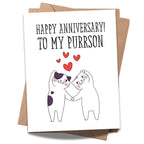 Happy Anniversary to My Purrson Cute Greeting Card for Cat Lovers, Husband, Wife, Boyfriend, Girlfriend Funny Cat Anniversary Card – Made in USA