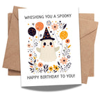 Funny Birthday Card Wishing You a Spooky Happy Birthday Cute Ghost Greeting for Men, Women, Kids, Friends, Coworkers Handmade in USA