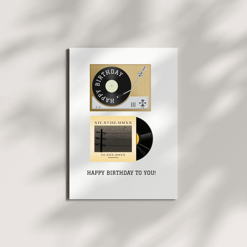 Record Birthday 90s Card Retro Music-Inspired Greeting for Men, Women, Friends, Coworkers Handmade in USA
