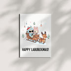 Cute Merry Christmas Card Compatible with Labubu Christmas Theme, Handmade Collectible-Inspired Greeting Card for Men, Women, Kids, Friends, Holiday Gift