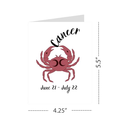 Cancer Zodiac Greeting Card – June 21 to July 22 – Minimal Crab Design Astrology Card for Birthdays, Horoscope Lovers & Cancer Season Gifts